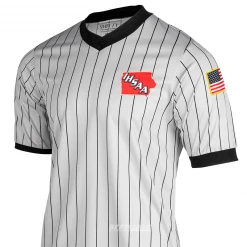 Smitty Apparel Co. Iowa IHSAA Grey Pinstripe Dye Sublimated Logo V-Neck