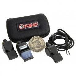 Fox 40 Three Pack Whistle Kit With Lanyard, Flipping Coin And Case Whistles
